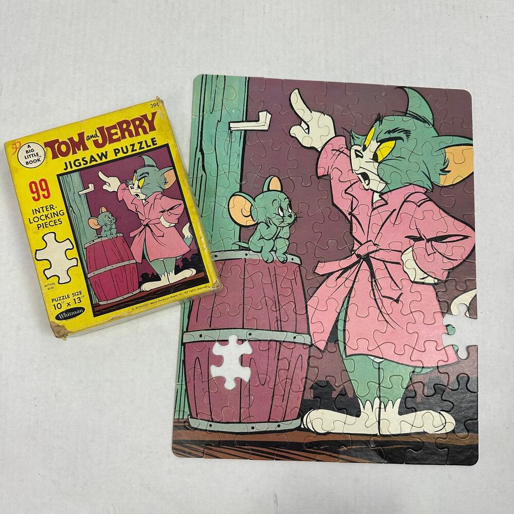 Vintage Tom & Jerry 99 Piece Whitman Big Little Book Jigsaw Puzzle 1967